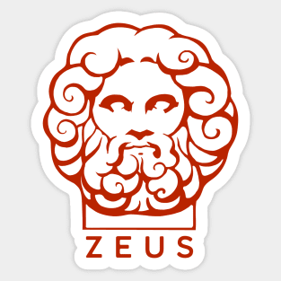 Zeus, Ancient Greece mythology, Stylized head with red ink Sticker